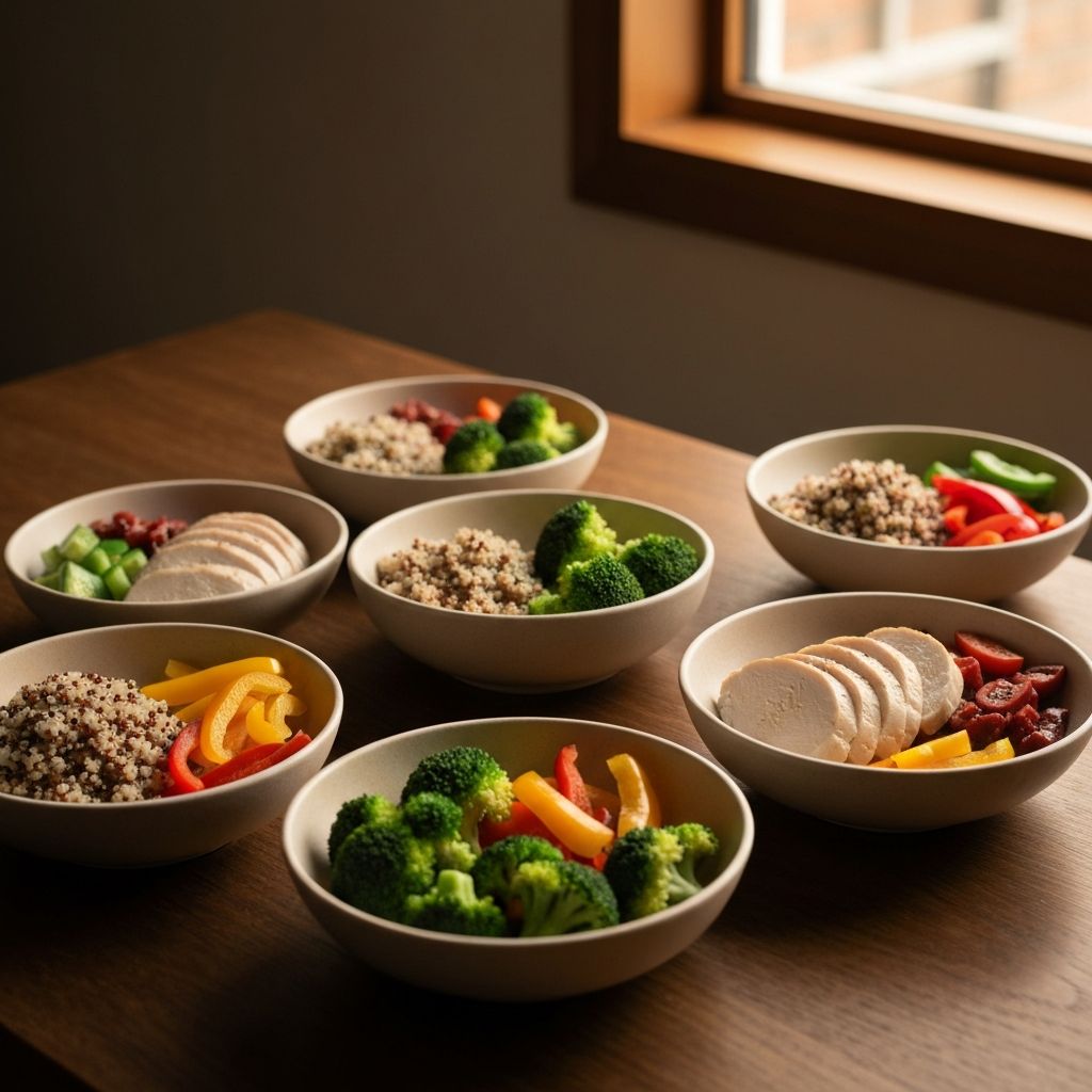 Verschiedene Portionsgrößen auf Tellern